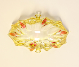 Vintage Italiaans Glas Schaal, Geel en Roze, Schaaltje, Center Piece, Italy