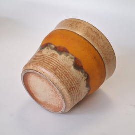 Retro Bloempot - Oranje / Beige / Bruin - Ø 19 x H 16,5 cm