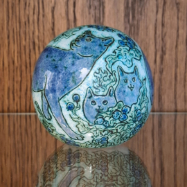 Keramische Bol - Keramiek / Poes / Kat - Tuinbol - Kunst / Decoratie
