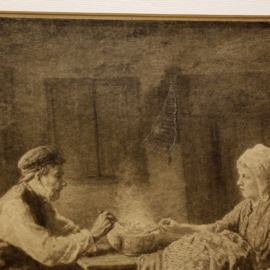 Jozef Israëls (1824-1911) - De Sobere Maaltijd - Prent