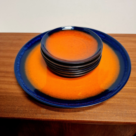 TVUUR Gebakstel Vintage of Retro Oranje / Blauw