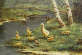Hendrik Breedveld (1918-1999) - olieverf op doek - Eendenfamilie