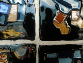 Cloisonné tegeltableau - 2 emmertjes water halen