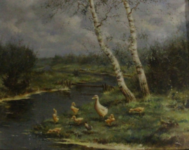 Hendrik Breedveld (1918-1999) - olieverf op doek - Eendenfamilie