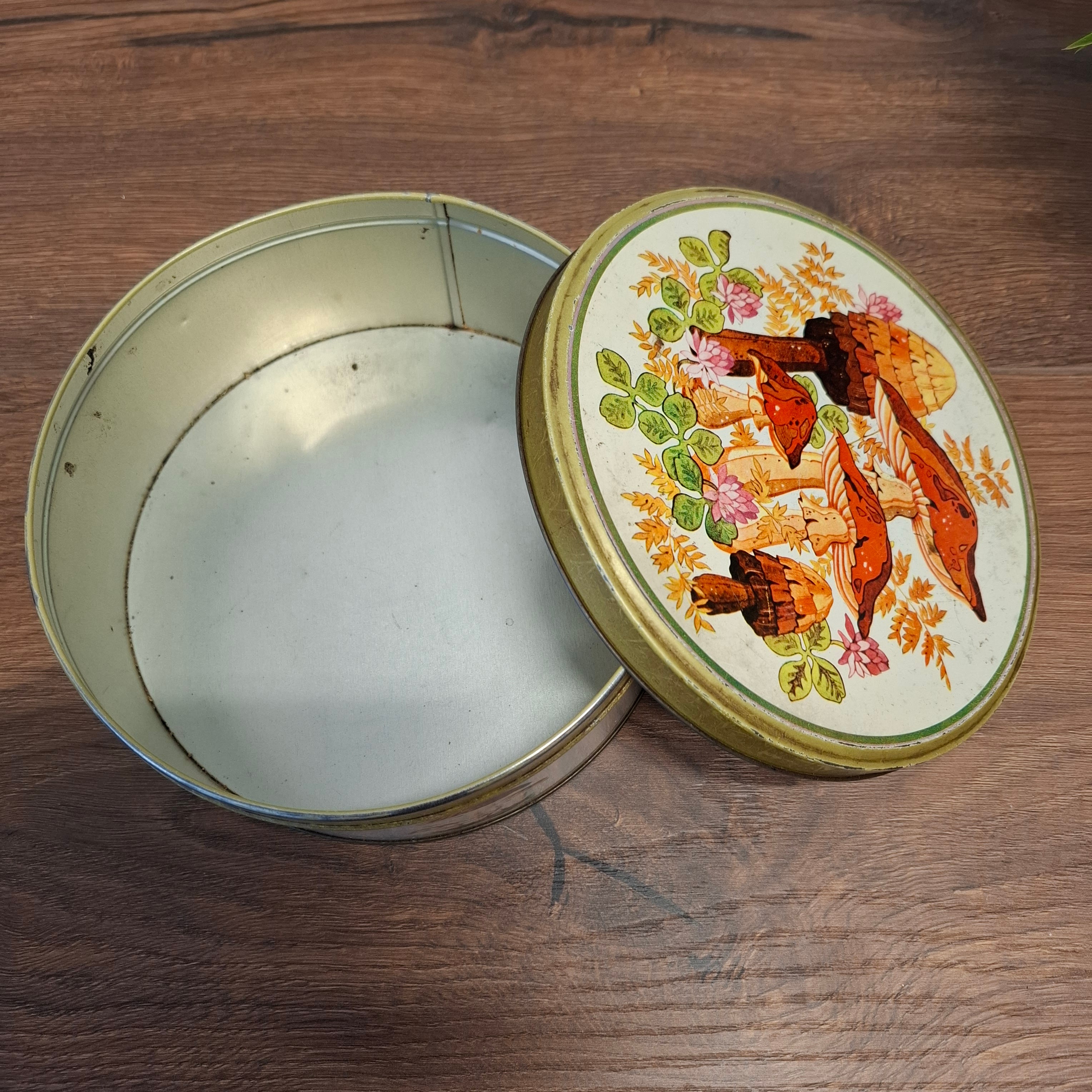 Ronde koektrommel - Herfst / Paddestoelen - Blik