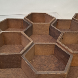 Vintage Hexagon Letterbak / Honingraat - Vakjes - Muurdecoratie