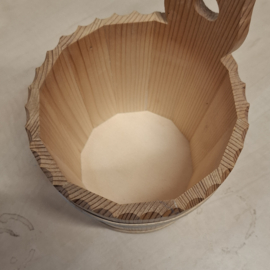 Houten Bloembak met Handvat / Hanger - Ø 16,5 x H 16 - 28 cm