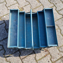 Vintage Industriële Gereeedschapskist Groen / Blauw