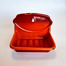Vintage Emaille Oranje Zeephouder