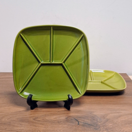 Vintage Fondueborden 2 stuks - Groen