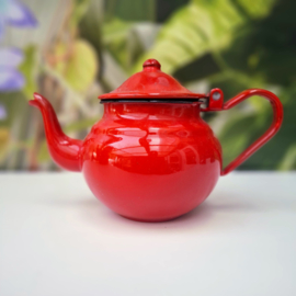 Vintage Rood Emaille Theepotje