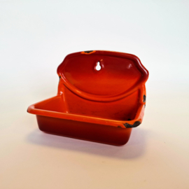 Vintage Emaille Oranje Zeephouder