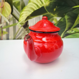Vintage Rood Emaille Theepotje