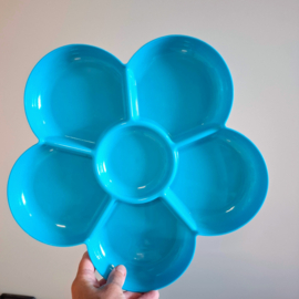 Retro Kunststof Bloem Serveerschaal  Blauw – Ø 34 cm