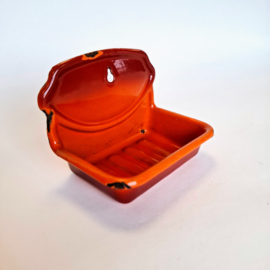Vintage Emaille Oranje Zeephouder