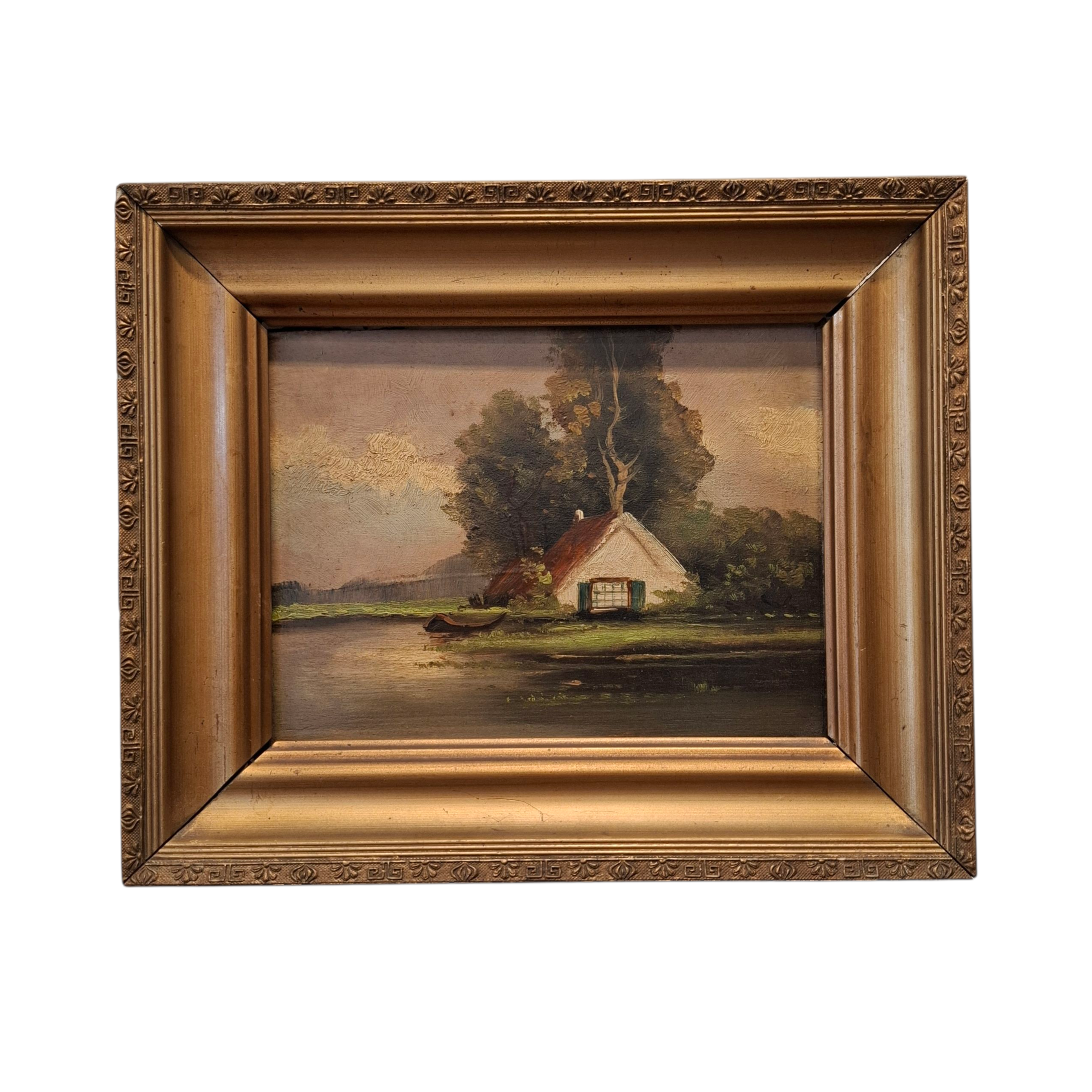 Anoniem - Boerderij in landschap - Paneel