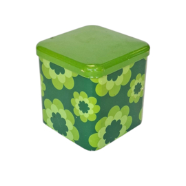 Retro Blik Vierkant - Groen - Bloemen