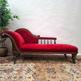 Antieke Chaise Lounge - Sofa - Rood Velours