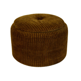 Vintage Opbergpoef - Poef - Rib - Bruin
