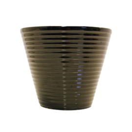 Bloempot - Binnen - Zwart / Geel - Ribbel