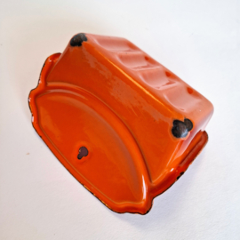 Vintage Emaille Oranje Zeephouder