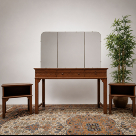 Pander Kaptafel met Spiegel en 2 Nachtkastjes Jaren 20 - Drieluikspiegel