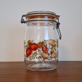 Glazen Voorraadpot met Groente- en Paddestoelenprint - Vintage