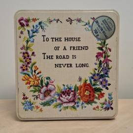 Koektrommel / Blik -  Tekst & Bloemen