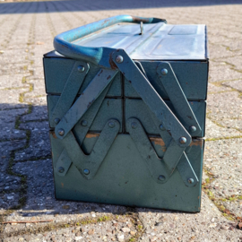 Vintage Industriële Gereeedschapskist Groen / Blauw