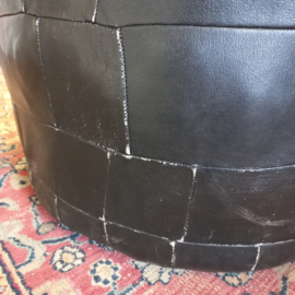 Poef - Zwart Leer Patchwork