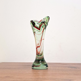 Vintage 'splash' vaas van de Nanninga Glasfabriek - Groen