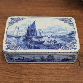 Koektrommel / Blik -  Hellema - Blauw / Wit