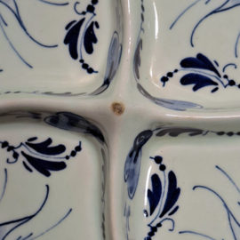 Delfts Blauw Schaaltje met 4 vakken - Zilpla W.B. - Hors-d'oeuvre