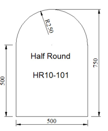 Kachelvloerplaat halfrond 500 x 750 x 6 mm