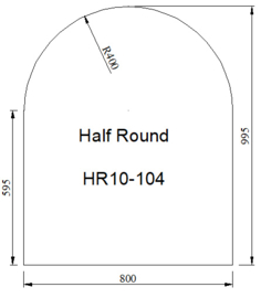 Kachelvloerplaat halfrond 800 x 1000 x 6 mm