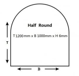 Vloerplaat Glas - Halfrond 1000 x 1200 x 6 mm