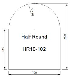 Kachelvloerplaat halfrond 700 x 900 x 6 mm