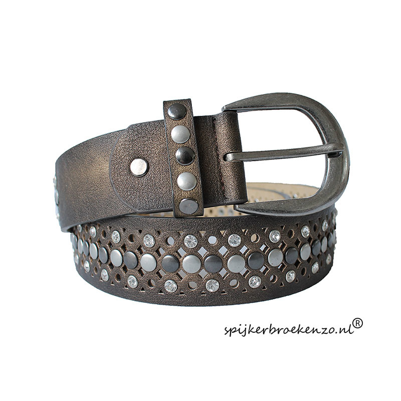 Riem met studs en bruin | riemen met studs Spijkerbroek & Zo