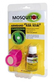 Mosquitox  Muggenbandje met flesje Citronella Olie in 3 kleuren