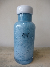 Fidrio glazen vaas / fles met hals antique blue