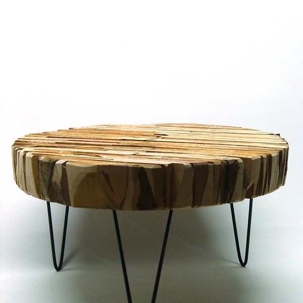 Round Pearwood Table Metal Feet L