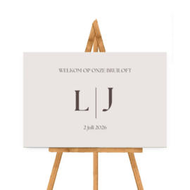 Welkomstbord - Minimalistisch - Initialen - Welkom op onze bruiloft