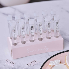 Shotjes - Team Bride -  Shot tubes met tray (12st)
