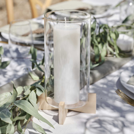 Glazen windlicht op houten voet - Ginger Ray - Sage Wedding