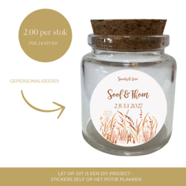 Gepersonaliseerd bedankpotje - Sweets & Love -  Sierlijke veldbloemen - Boho - 24 st
