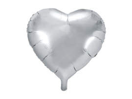 Folieballon Hart - 45 cm- 18 inch - Zilver