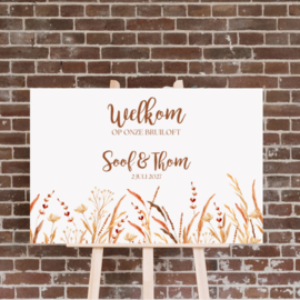 Welkomstbord - Boho - Sierlijke Veldbloemen - Welkom op onze bruiloft