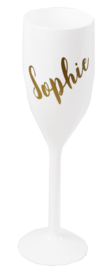 Champagne flute met naam - Wit