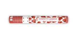 Confetti shooter - Hartjes rood metallic - Groot - (1 st)