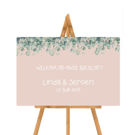 Welkomstbord - Eucalyptus - Roze - Welkom op onze bruiloft